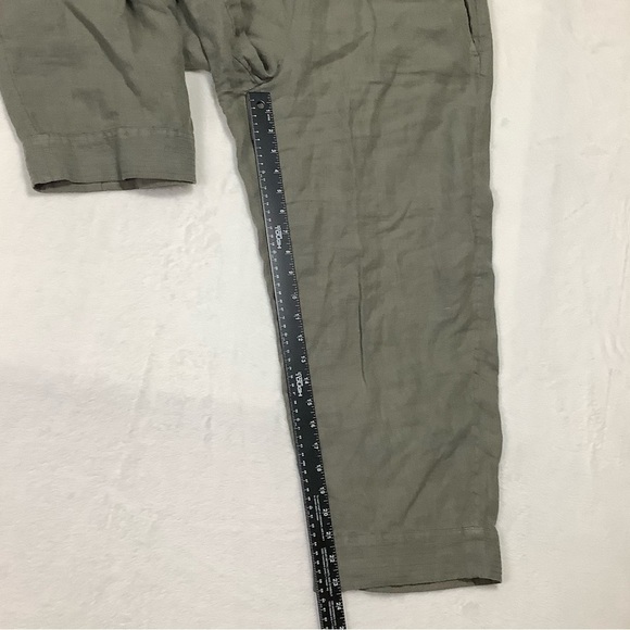 J.Jill Pure Jill Women’s Green Garment-Dyed Linen Roll Tab Hem Crop Pants Sz M - Picture 4 of 7